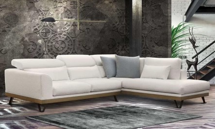 Parma γωνιακός καναπές με ξύλο
